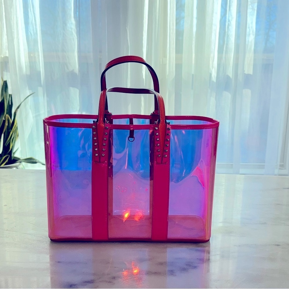 Christian Louboutin Rare Multicolor Holographic Cabata Tote w/ Pochette!